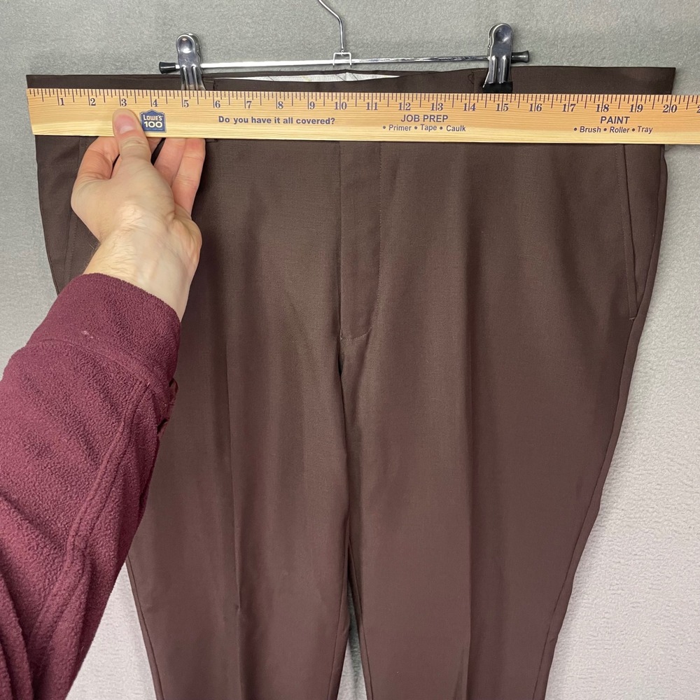 Mantoni Dress Pants Mens 38 Brown Super 140s Wool Flat Front - Picture 4 of 7